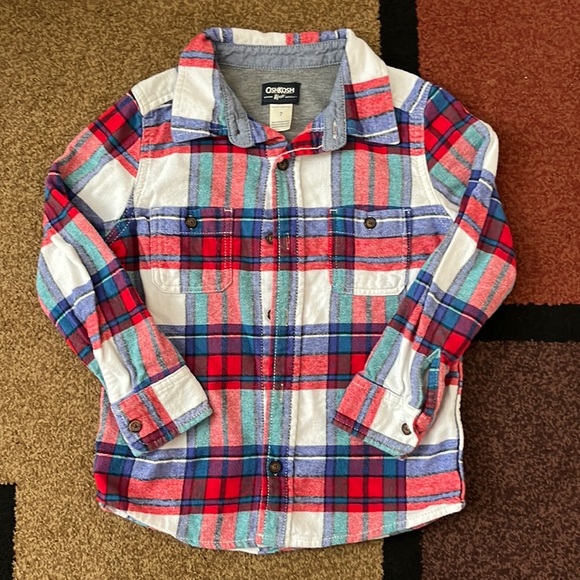 OshKosh - Boys Plaid Button Up - Size 7 - Picture 1 of 6